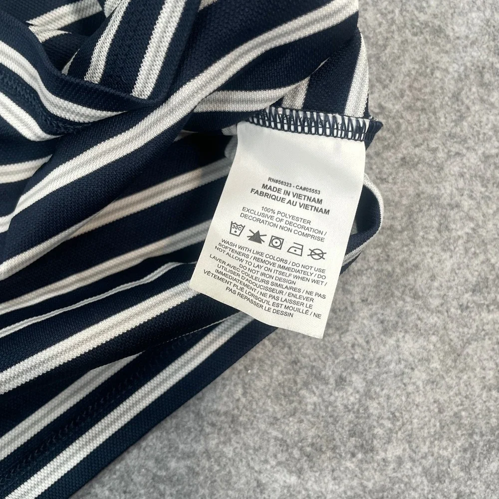 Nike Mens Polo Shirt XXL Navy Blue Striped Dri-FIT Short Sleeve Activewear